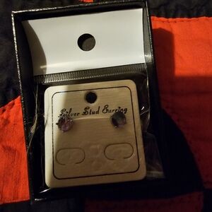 Purple Silver Stud Earrings